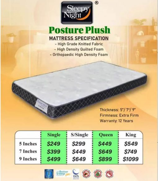 Sleepy Night Posture Pedic Ultra Firm High Density Foam Mattress