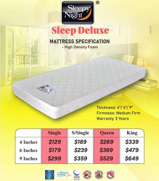 Sleepy Night Sleep Deluxe High Density Foam Mattress
