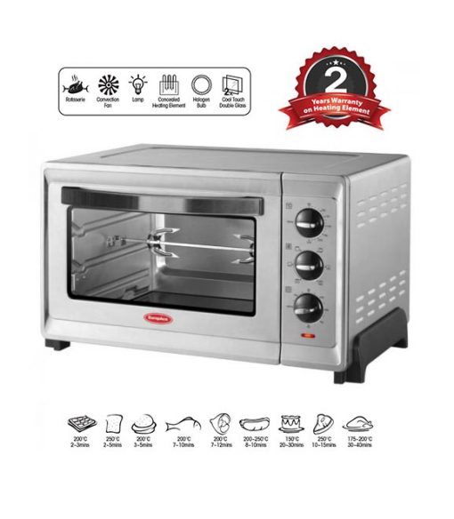 EuropAce 30L double glass stainless steel convection and rotisseries oven EEO5302S