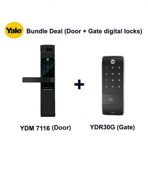 Yale YDM7116A and YDR30GA Door and Gate Digital Locks Bundle Deal