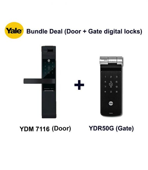 Yale YDM7116A and YDR50GA Door and Gate Digital Locks Bundle Deal