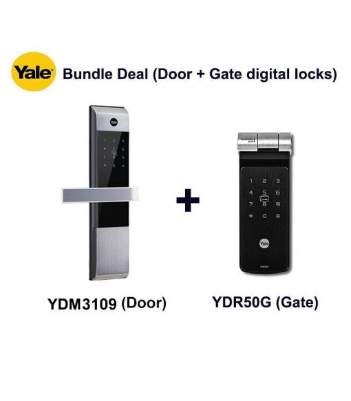 Yale YDM 3109A and YDR50GA Door and Gate Digital Locks Bundle Deal