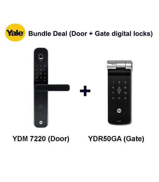 Yale YDM 7220 and YDR50GA Door and Gate Digital Locks Bundle Deal