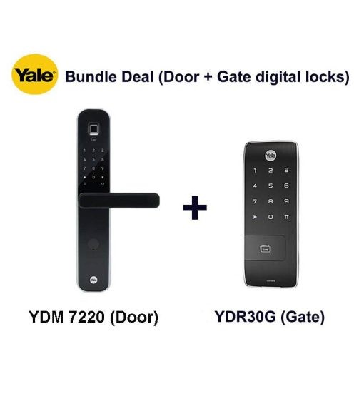 Yale Bundle Deal YDM 7220 Fingerprint Digital Door Lock and YDR30GA Digital Gate Lock